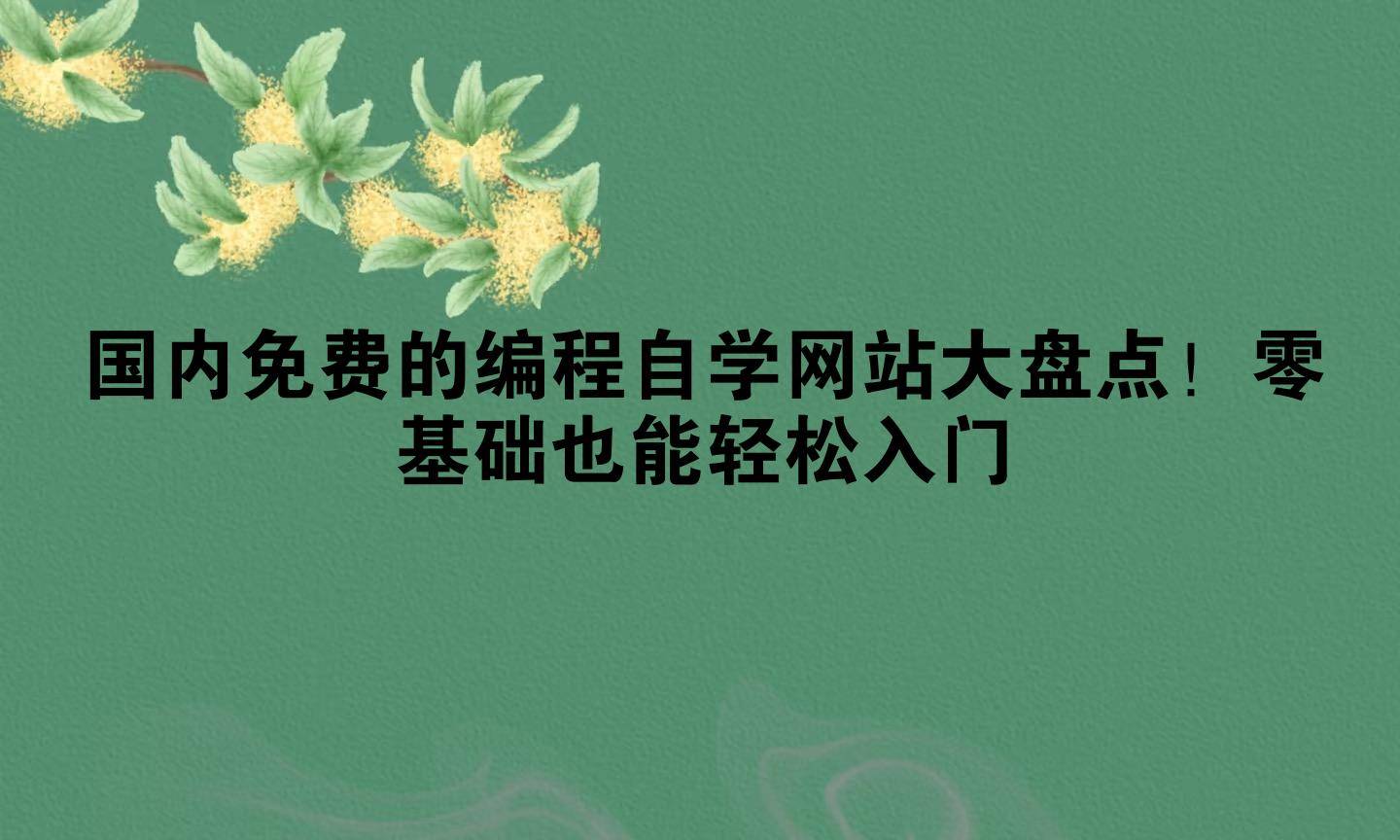 国内免费的编程自学网站大盘点！零基础也能轻松入门