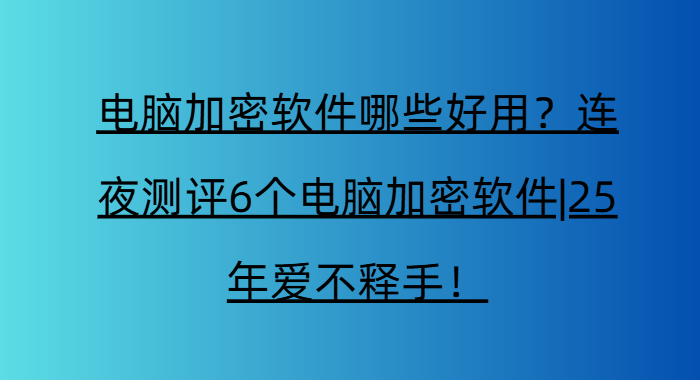 电脑加密软件哪些好用？连夜测评6个电脑加密软件|25年爱不释手！
